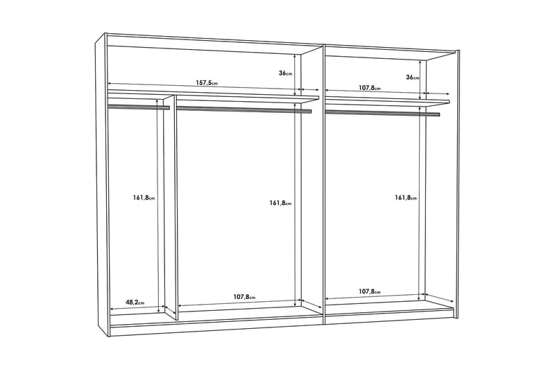 Garderob Kipo 62x270 cm - Brun/Svart - Förvaring - Garderober & garderobssystem