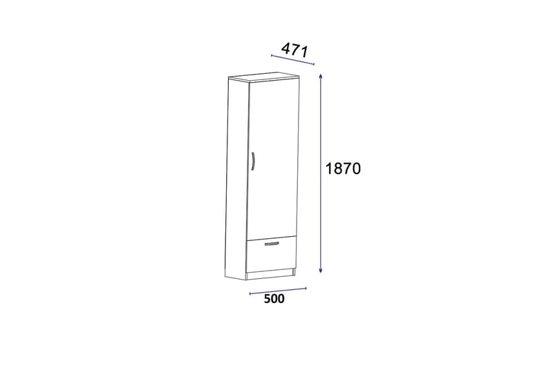 Garderob Kleoo 50x187 cm Brun - Hanah Home - Förvaring - Garderober & garderobssystem