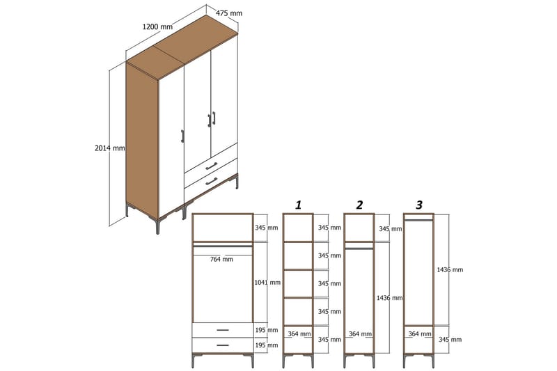 Garderob Kumsal 120 cm - Antracit - Förvaring - Garderober & garderobssystem