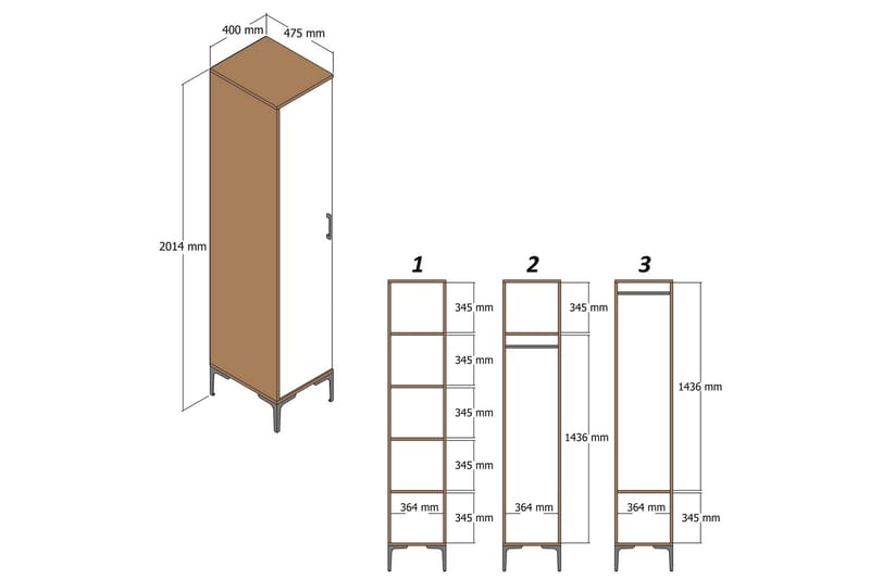 Garderob Kumsal 40 cm - Valnöt - Förvaring - Garderober & garderobssystem