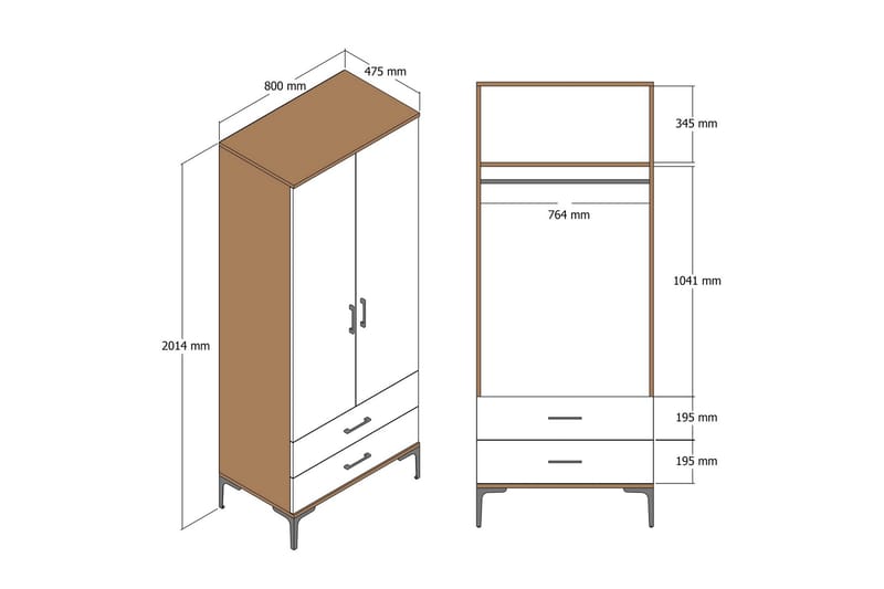 Garderob Kumsal 80 cm - Antracit - Förvaring - Garderober & garderobssystem