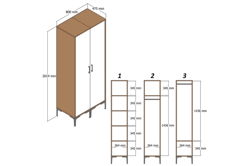 Garderob Kumsal 80 cm - Antracit - Förvaring - Garderober & garderobssystem