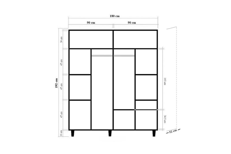 Garderob Loni 180 cm - Brun - Förvaring - Garderober & garderobssystem