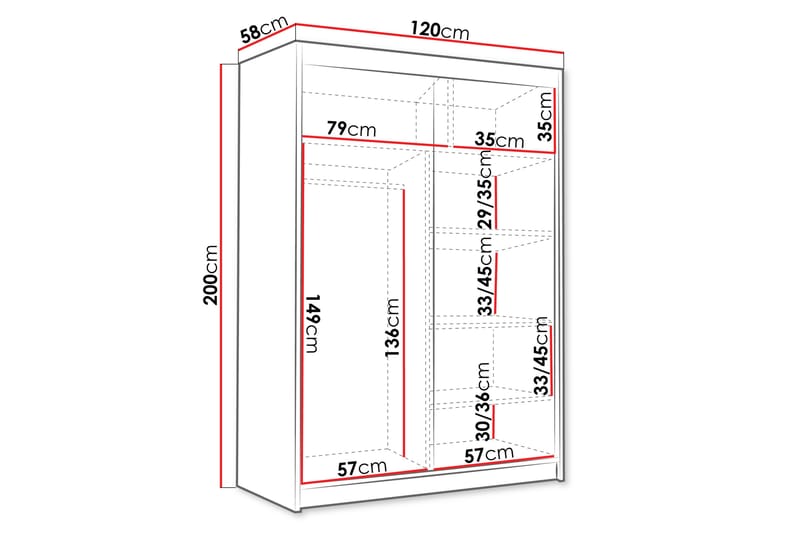 Garderob Lungotz 120x200 cm - Svart - Förvaring - Garderober & garderobssystem