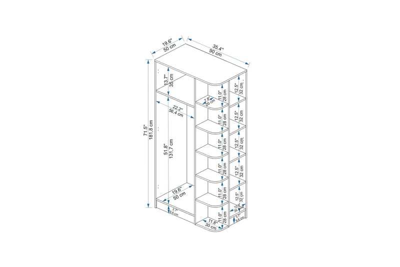 Garderob Luses 90x181,8 cm - Brun/Beige - Förvaring - Garderober & garderobssystem