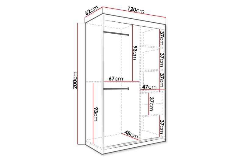 Garderob med Spegel Marmesa 120 cm Marmormönster - Svart - Förvaring - Garderober & garderobssystem