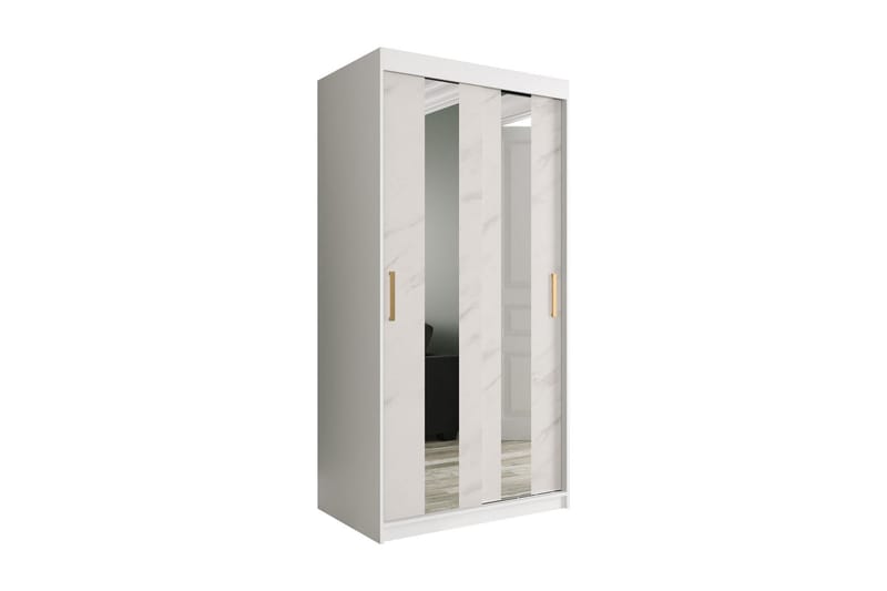 Garderob med Speglar Mitt Marmesa 100 cm Marmormönster - Vit/Guld - Garderober & garderobssystem - Barngarderob