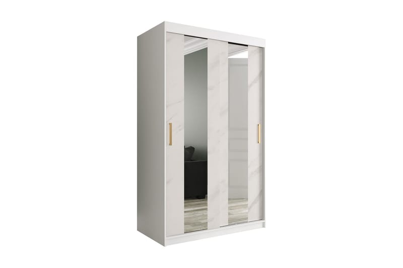 Garderob med Speglar Mitt Marmesa 120 cm Marmormönster - Vit/Guld - Garderober & garderobssystem - Barngarderob