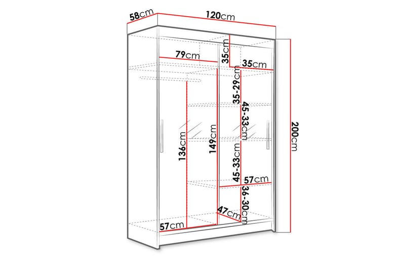 Garderob Miami 120x58x200 cm - Beige - Förvaring - Garderober & garderobssystem