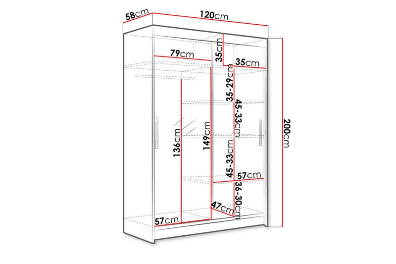 Garderob Miami 120x58x200 cm - Beige/Grå - Förvaring - Garderober & garderobssystem