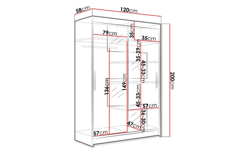 Garderob Miami 120x58x200 cm - Beige/Grå - Förvaring - Garderober & garderobssystem