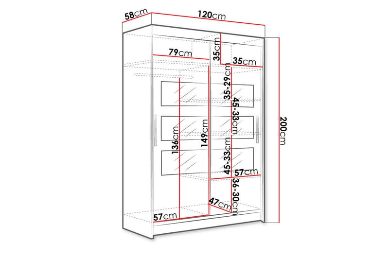 Garderob Miami 120x58x200 cm - Beige/Svart - Förvaring - Garderober & garderobssystem