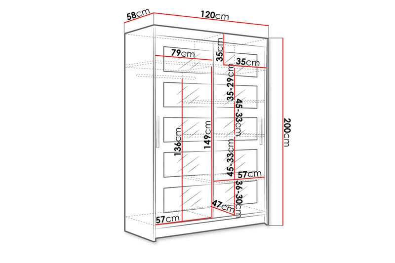 Garderob Miami 120x58x200 cm - Beige/Vit - Förvaring - Garderober & garderobssystem