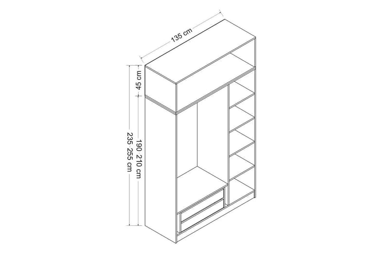 Garderob Minar 135 cm - Antracit - Förvaring - Garderober & garderobssystem