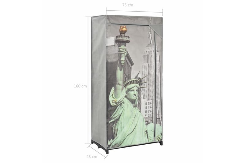 Garderob New York 75x45x160 cm tyg - Vit - Förvaring - Garderober & garderobssystem