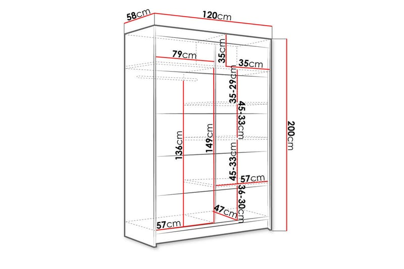 Garderob Ottery 120x200 cm - Brun/Vit - Förvaring - Garderober & garderobssystem