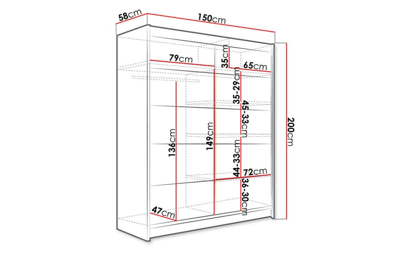 Garderob Richmond 150x200 cm - Brun/Vit - Förvaring - Garderober & garderobssystem