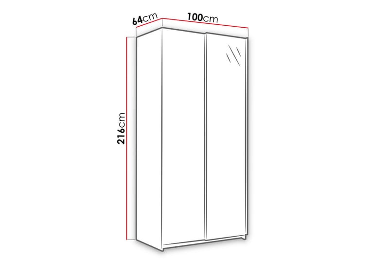 Garderob Rick 100x64x216 cm - Vit - Förvaring - Garderober & garderobssystem