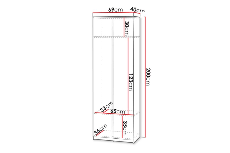 Garderob Simply 69 cm - Grå - Förvaring - Garderober & garderobssystem