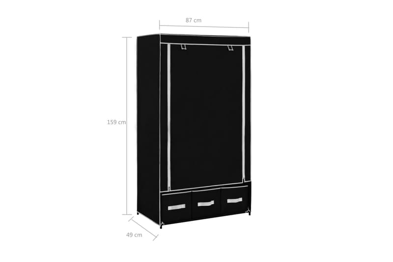 Garderob svart 87x49x159 cm tyg - Svart - Förvaring - Garderober & garderobssystem