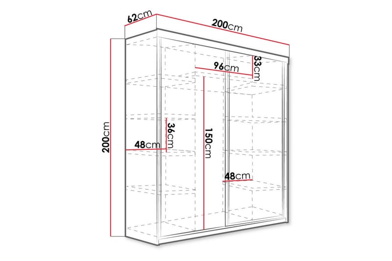 Garderob Top 200x62x200 cm - Vit - Förvaring - Garderober & garderobssystem