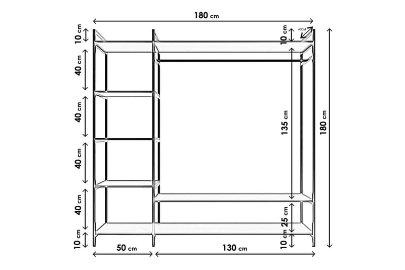 Garderob Trendel 180x40 cm - Vit - Förvaring - Garderober & garderobssystem