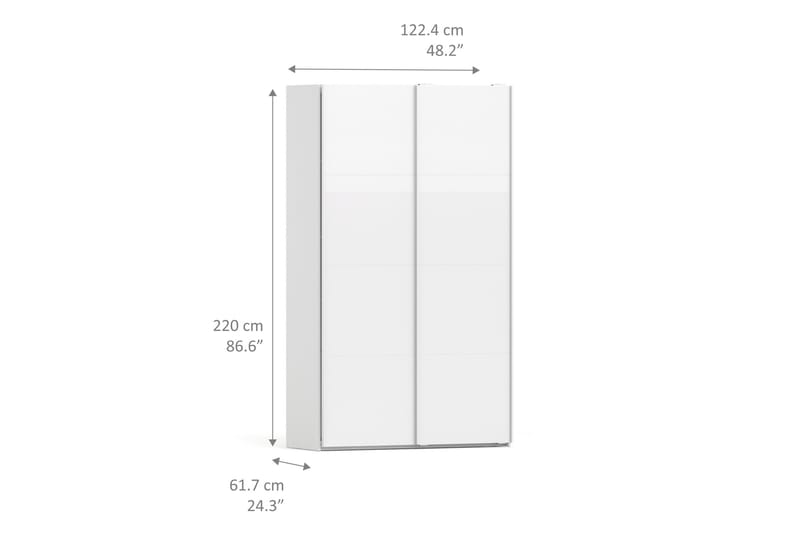 Garderob Verona 122 cm 2 Högglansdörrar 2 Hyllor Vit - Tvilum - Förvaring - Garderober & garderobssystem