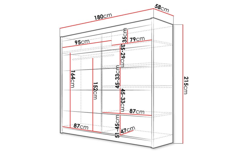 Garderob Wallinford 180x215 cm - Brun/Vit - Förvaring - Garderober & garderobssystem