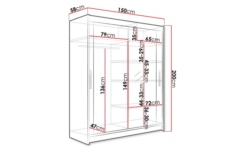 Garderob Westa 150x58x200 cm - Beige - Förvaring - Garderober & garderobssystem