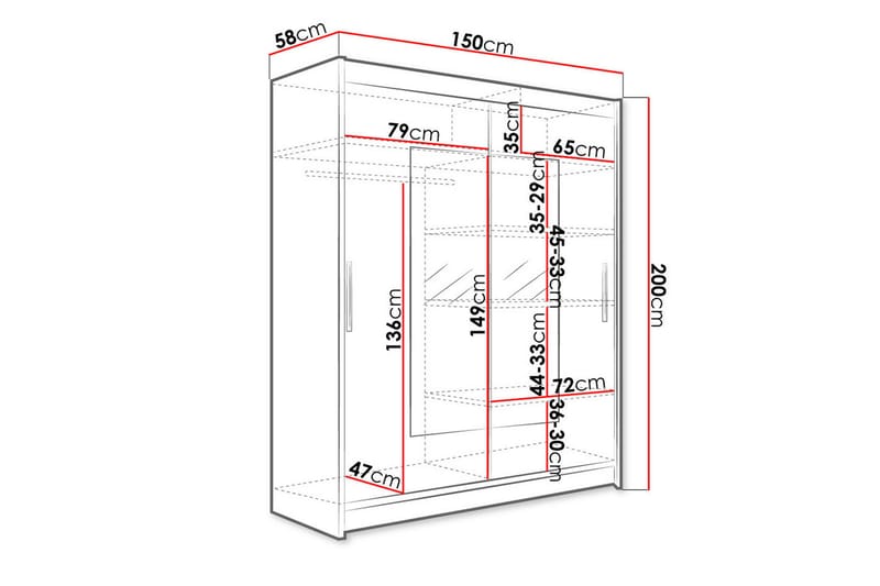 Garderob Westa 150x58x200 cm - Vit - Förvaring - Garderober & garderobssystem