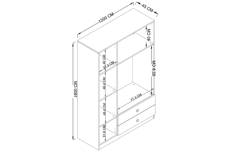 Garderob Yaman 120x181 cm - Mattvit - Förvaring - Garderober & garderobssystem