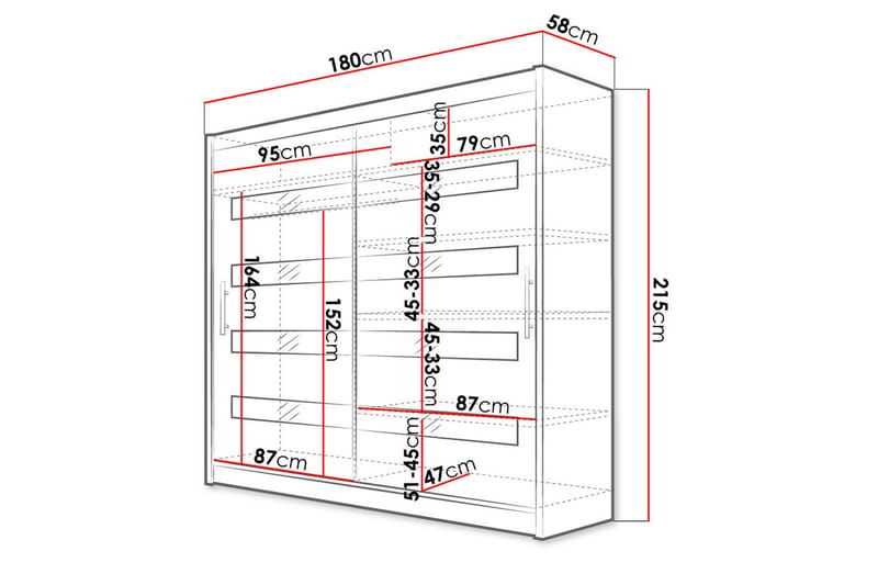 Garderob Prag 180x215 cm - Vit - Förvaring - Garderober & garderobssystem