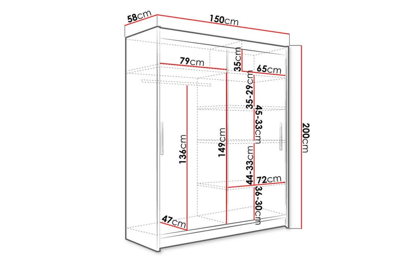 Garderob Westa 150x58x200 cm - Vit - Förvaring - Garderober & garderobssystem