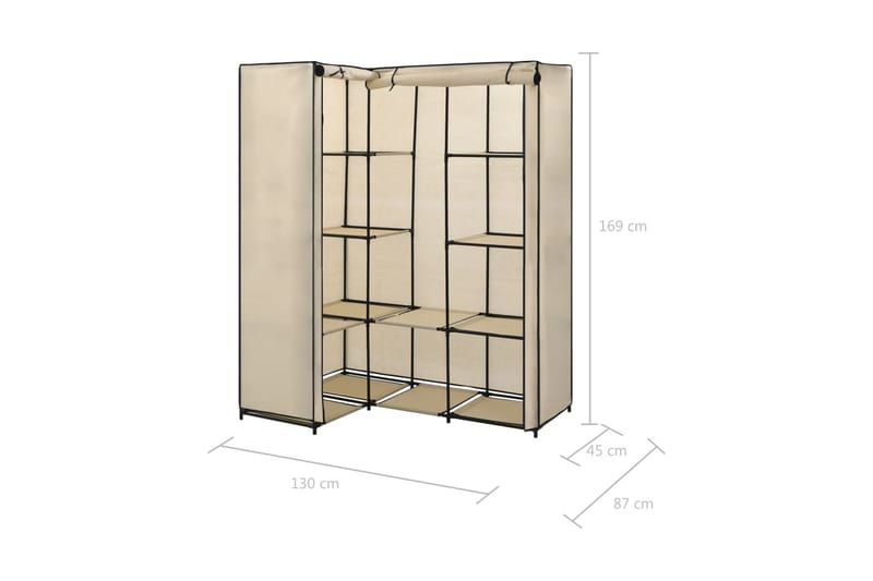 Hörngarderob gräddvit 130x87x169 cm - Vit - Förvaring - Garderober & garderobssystem - Hörngarderob