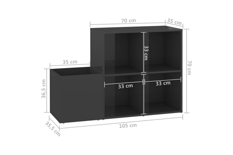 Skoskåp grå högglans 105x35,5x70 cm spånskiva - Grå högglans - Förvaring - Hallförvaring