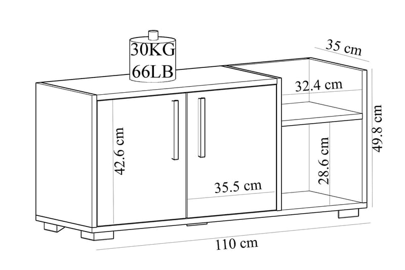 Skoskåp Violaceae 110x49,8 cm - Vit - Förvaring - Hallförvaring