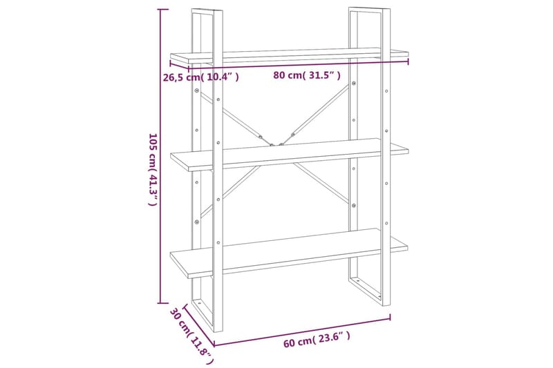 beBasic Bokhylla brun ek 80x30x105 cm konstruerat trä - Brown - Förvaring - Hylla - Bokhylla