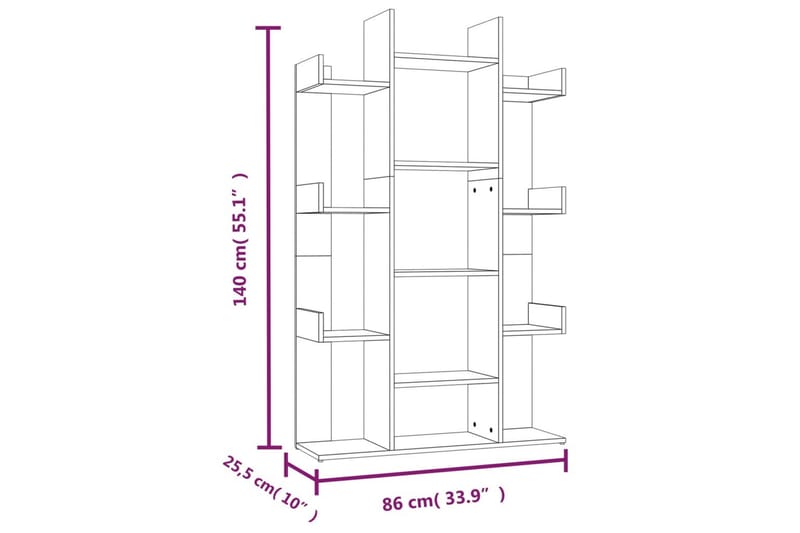 beBasic Bokhylla brun ek 86x25,5x140 cm konstruerat trä - Brown - Förvaring - Hylla - Bokhylla