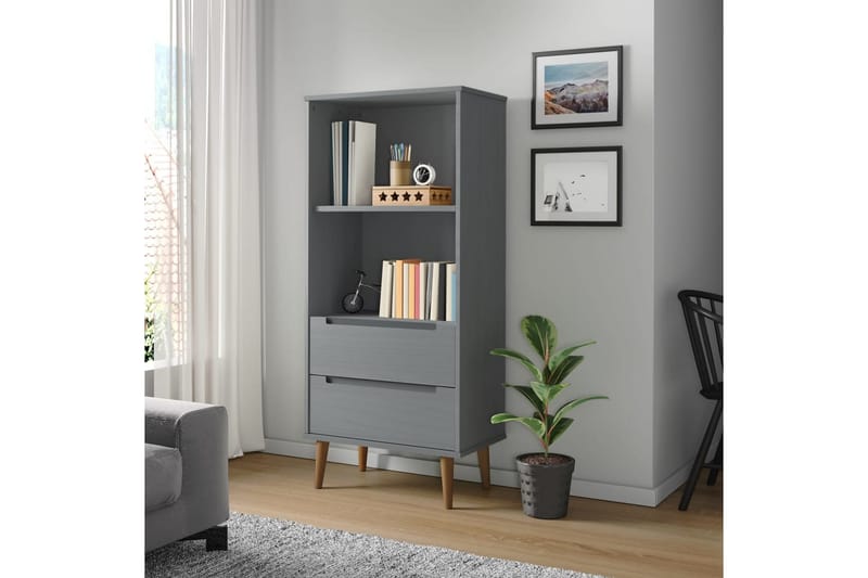 beBasic Bokhylla grå 60x35x133,5 cm massiv furu - Grey - Förvaring - Hylla - Bokhylla