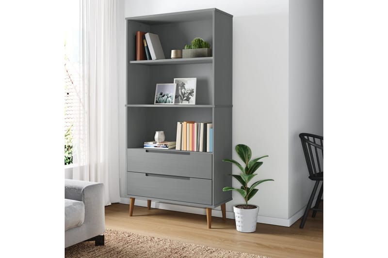 beBasic Bokhylla grå 85x35x170,5 cm massiv furu - Grey - Förvaring - Hylla - Bokhylla