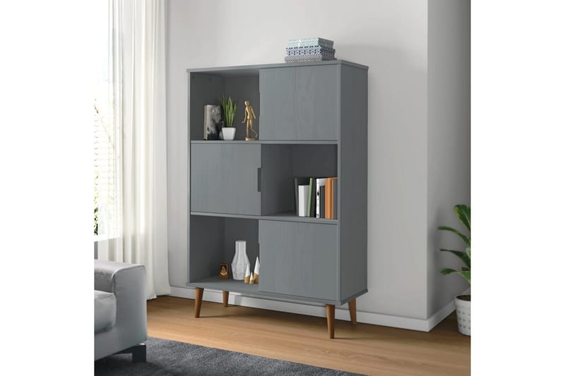 beBasic Bokhylla grå 90x35x133,5 cm massiv furu - Grey - Förvaring - Hylla - Bokhylla