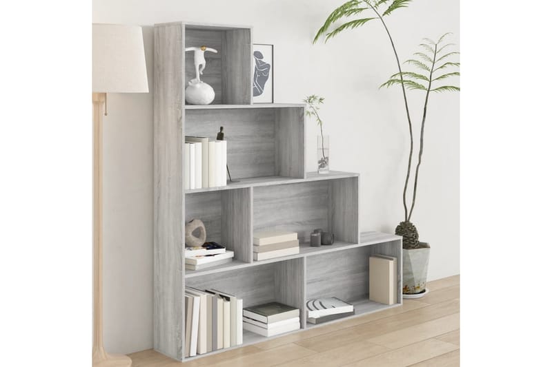 beBasic Bokhylla grå sonoma-ek 155x24x160 cm - Grey - Förvaring - Hylla - Bokhylla