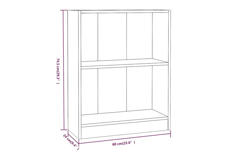 beBasic Bokhylla grå sonoma-ek 60x24x74,5 cm konstruerat trä - Grey - Förvaring - Hylla - Bokhylla