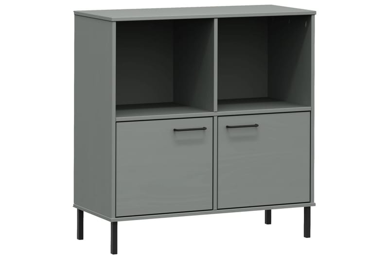 beBasic Bokhylla med metallben OSLO grå 90x35x90,5 cm massivt trä - Grey - Förvaring - Hylla - Bokhylla