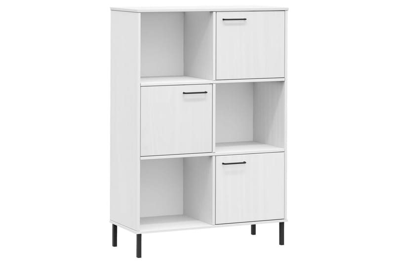 beBasic Bokhylla med metallben OSLO vit 90x35x128,5 cm massivt trä - White - Förvaring - Hylla - Bokhylla