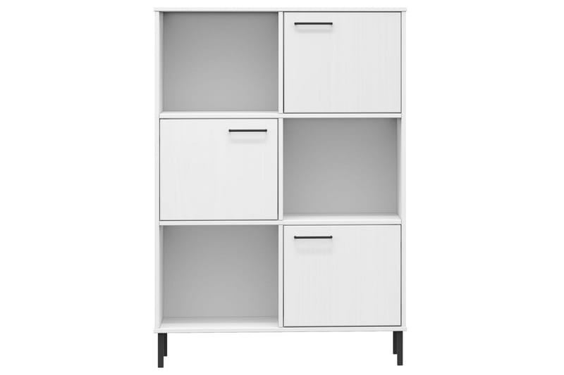 beBasic Bokhylla med metallben OSLO vit 90x35x128,5 cm massivt trä - White - Förvaring - Hylla - Bokhylla