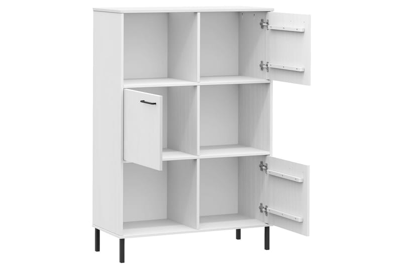 beBasic Bokhylla med metallben OSLO vit 90x35x128,5 cm massivt trä - White - Förvaring - Hylla - Bokhylla