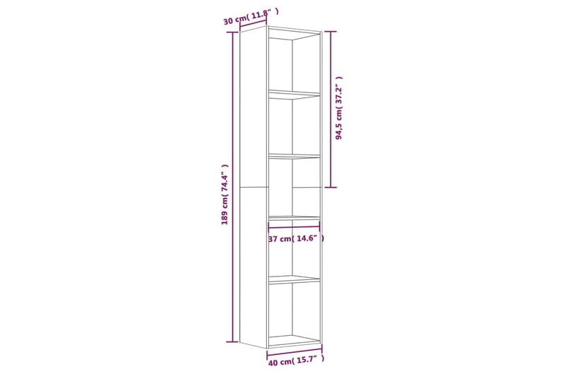 beBasic Bokhylla rökfärgad ek 40x30x189 cm konstruerat trä - Brown - Förvaring - Hylla - Bokhylla