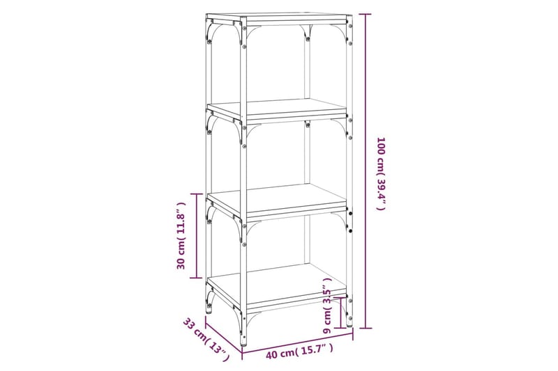 beBasic Bokhylla rökfärgad ek 40x33x100 cm konstruerat trä och stål - Brown - Förvaring - Hylla - Bokhylla