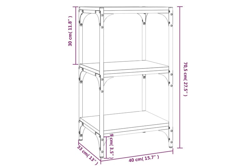 beBasic Bokhylla rökfärgad ek 40x33x70,5 cm konstruerat trä och stål - Brown - Förvaring - Hylla - Bokhylla